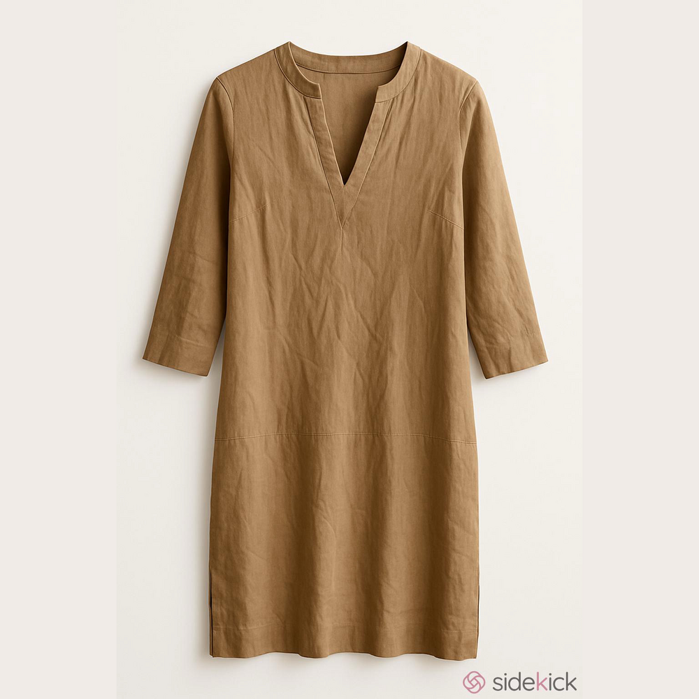 Theory Beige V-Neck Mini Dress